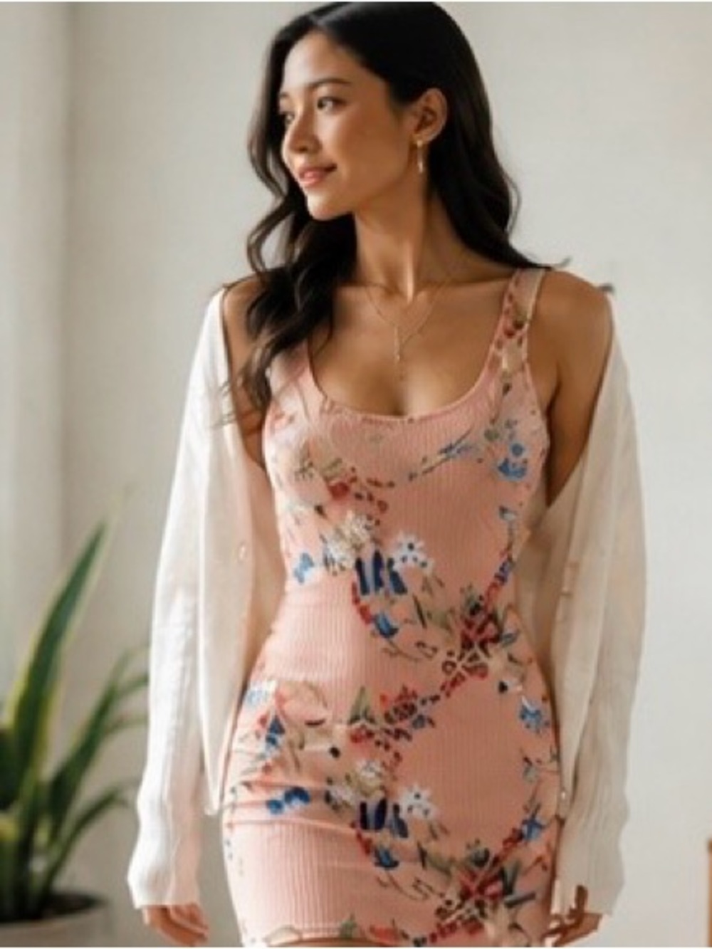 Bo Bel - Peach Floral Mini Dress